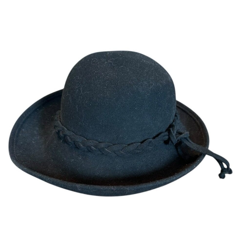 Vintage Hats In The Belfry Kathy Jeanne‎ Wide Brimmed Felt Wool Hat Black USA OS